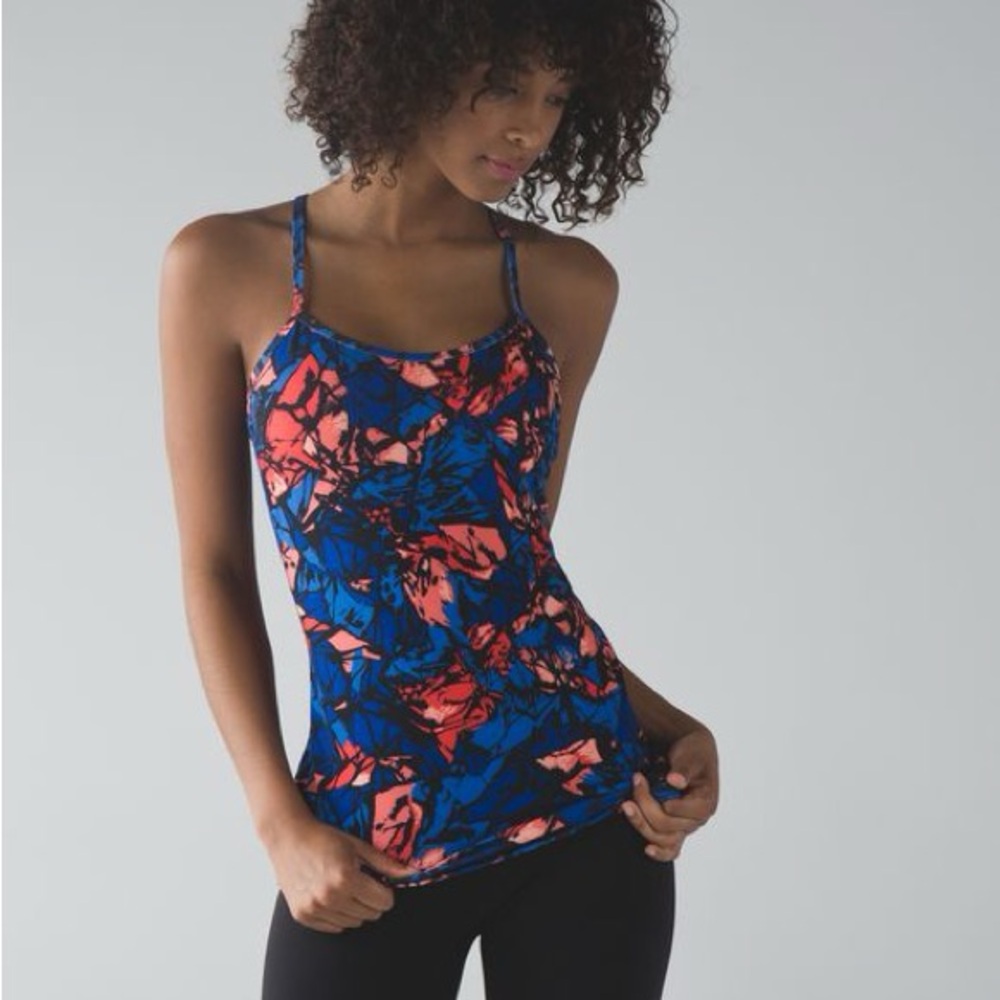 Lululemon Power Y Tank (Luon) - Paint Storm Harbor Blue Multi